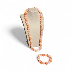 Hand Crafted Fall Wood Bead Necklace and bracelet set